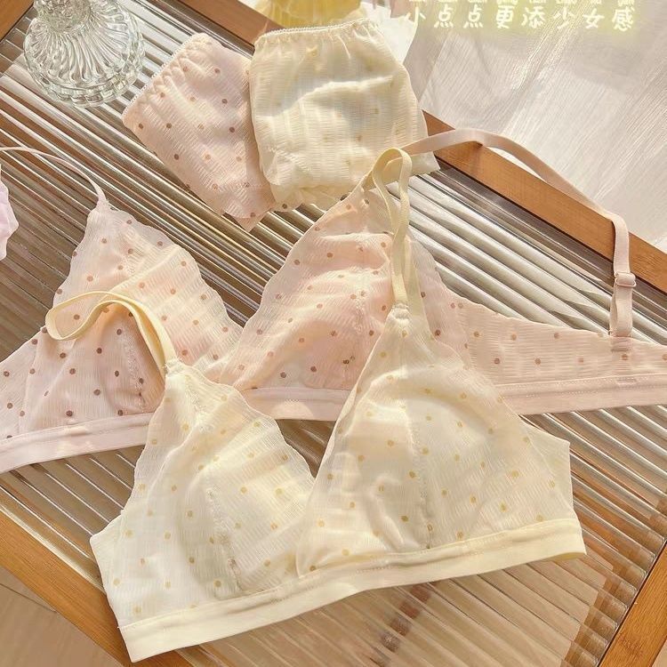 Colorful Polka Dots, Ultra-Thin Rabbit Ear Cup Bra for Small Breasts, Thin, Comfortable, Skin-Friendly, Breathable Triangle Cup Bra for Women Colorful Polka Dots, Ultra-Thin Rabbit Ear Cup Bra for Small Breasts, Thin, Comfortable, Skin-Friendly, Breathable Triangle Cup Bra for Women