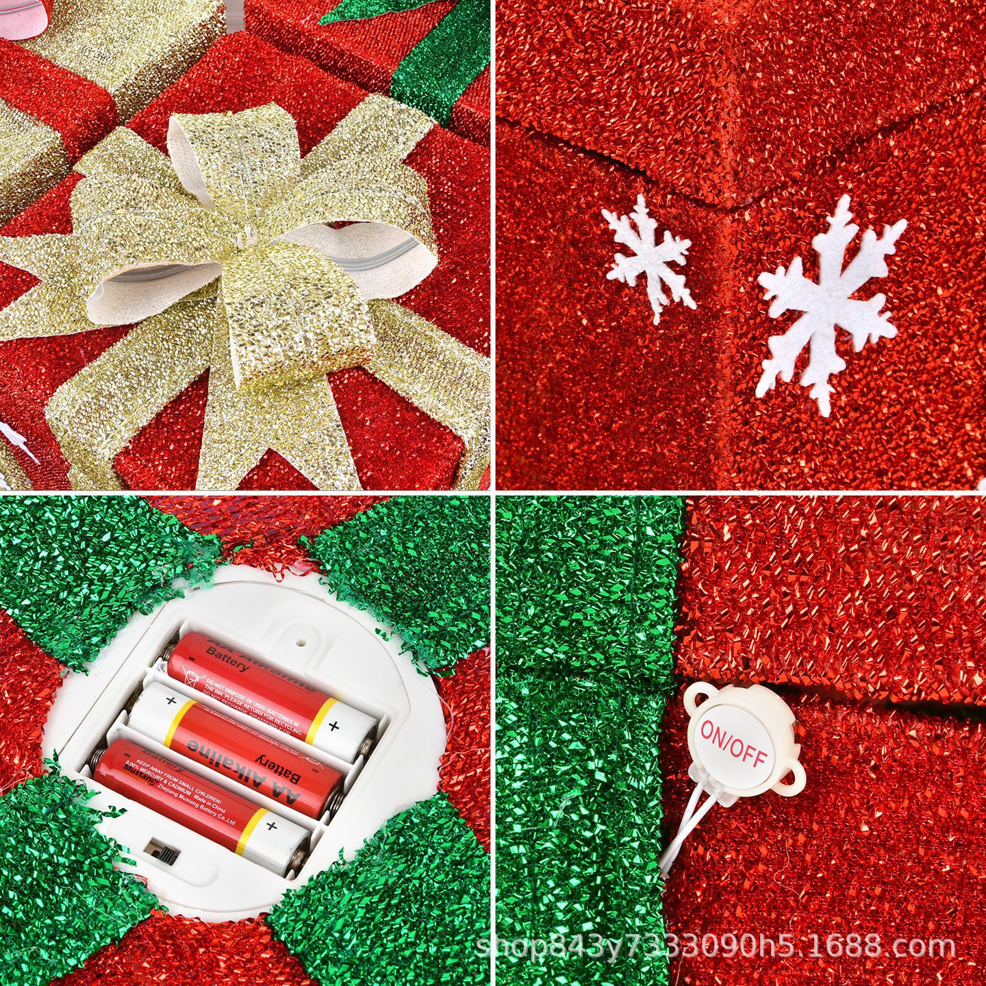Decoración de Navidad caja abierta muñeco de nieve alce caja de regalo con luces ventana de música decoración de árbol de Navidad adornos de cabeza