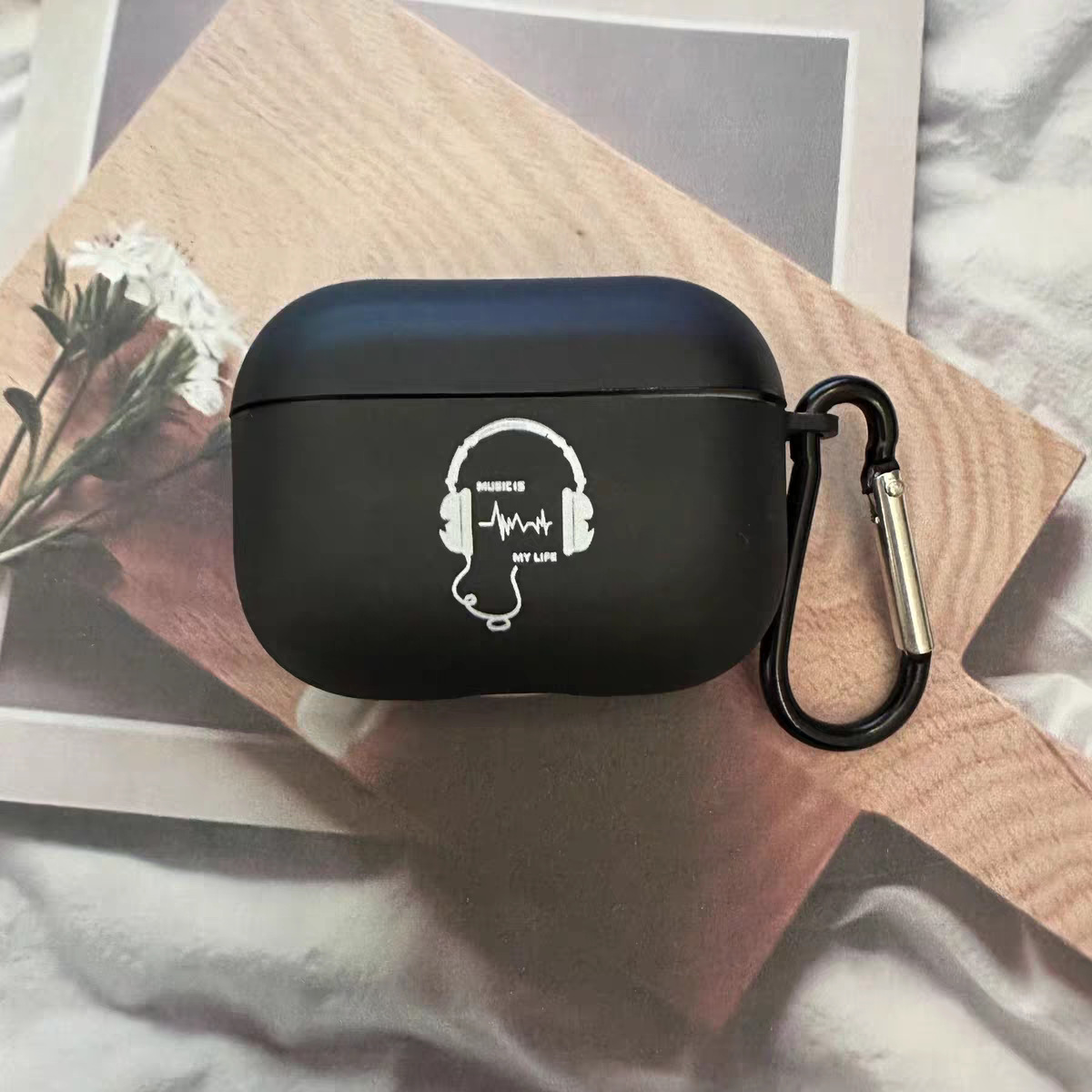 AirPods 4 creativos y divertidos auriculares Bluetooth de Apple a prueba de caídas cubierta negra esmerilada a prueba de caídas