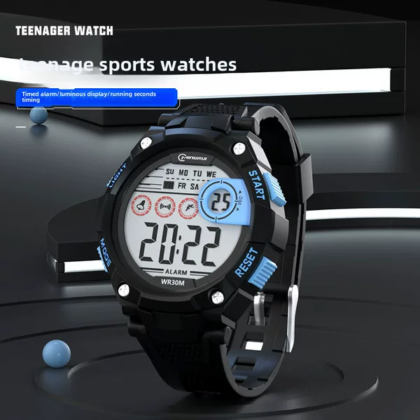 Electronic Watch for Junior High School Students, Waterproof and Drop-Proof, Multi-Functional Sports Watch for Boys and Children, Luminous Alarm Clock Watch, Wholesale Large Dial