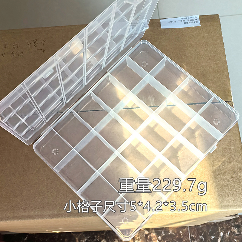 Large 24-grid storage box with card slot fixed compartment large capacity glass rice beads diy accessories jewelry transparent whole