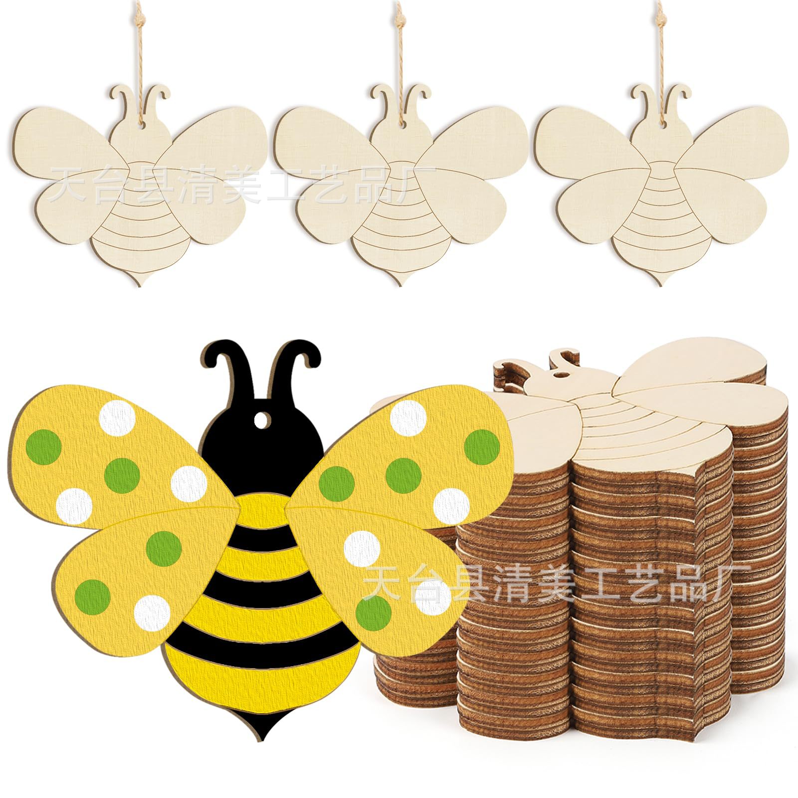 Colgante decorativo en forma de abeja de madera hueco sin terminar en blanco sin terminar decoración de abeja artesanía del hogar
