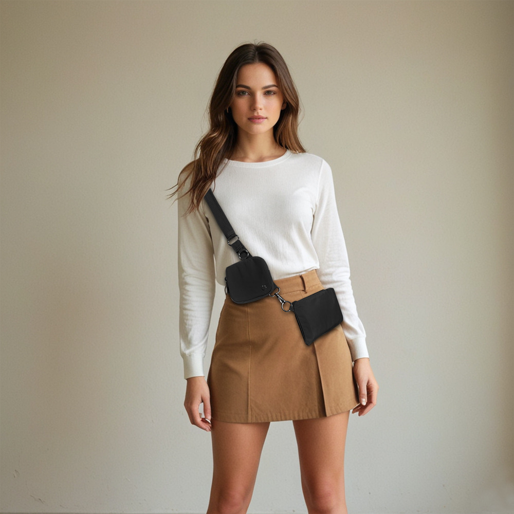 Streetwear Style Unisex Small Oxford Cloth Solid Color Streetwear Square Zipper Square Bag
