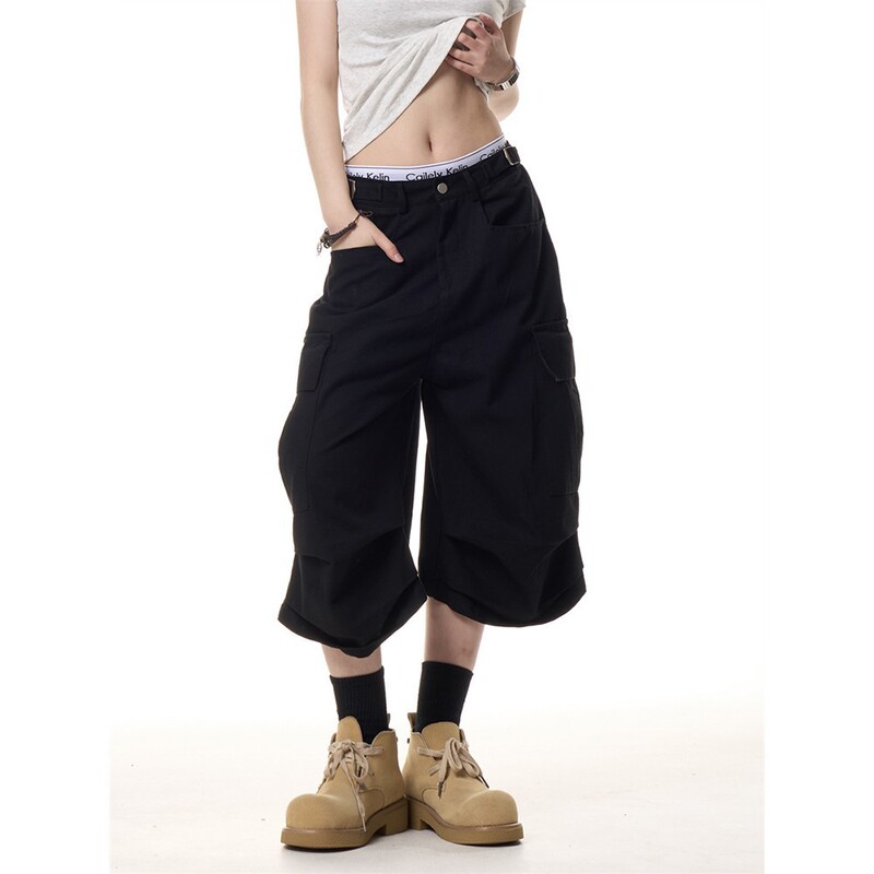 New 2025 Loose-Fitting Spring/Summer Vintage American-Style Women's Casual Pants, Workwear-Style Cropped Pants for Men, Multi-Pocket Wide-Leg Design New 2025 Loose-Fitting Spring/Summer Vintage American-Style Women's Casual Pants, Workwear-Style Cropped Pants for Men, Multi-Pocket Wide-Leg Design