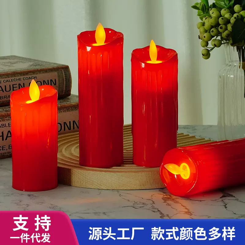 LED红色电子蜡烛灯佛灯摇摆仿真蜡烛假蜡烛婚庆春节拜佛蜡烛批发