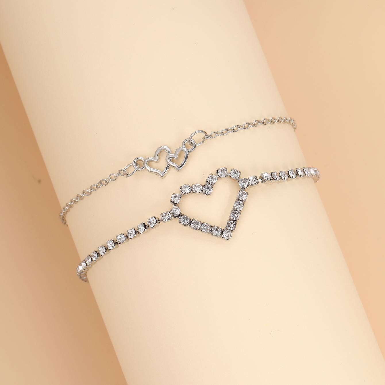 Nueva moda transfronteriza europea y americana, temperamento de alta gama de verano, tobillera de diamantes de imitación de diamantes, tobillera en forma de corazón sexy exótica image 3