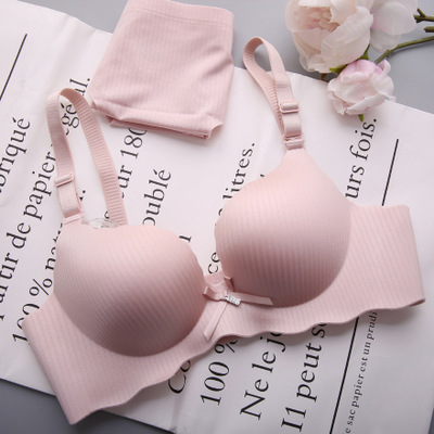 217 de una sola pieza transparente brillante inalámbrico pequeño pecho push up engrosada ropa interior ajustable pecho sujetador traje