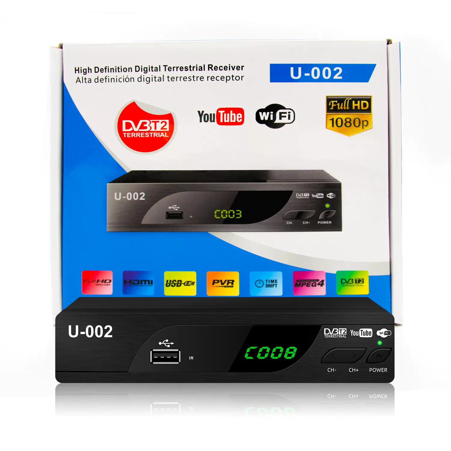 朝鲜DVB-T2 机顶盒DVB T2 H264电视接收器数字电视机顶盒