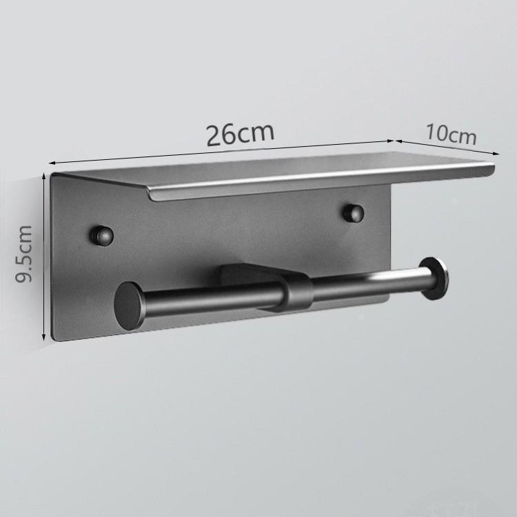 Caja de papel de baño gris de pistola 304 acero inoxidable sin perforación estante de toallas de inodoro estante de papel de inodoro