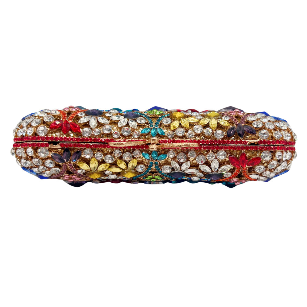 Bolsa de piedra nueva bolsa de cena con diamantes huecos, vestido de lujo ligero, bolso de diamantes de color, bolso de mano para mujeres