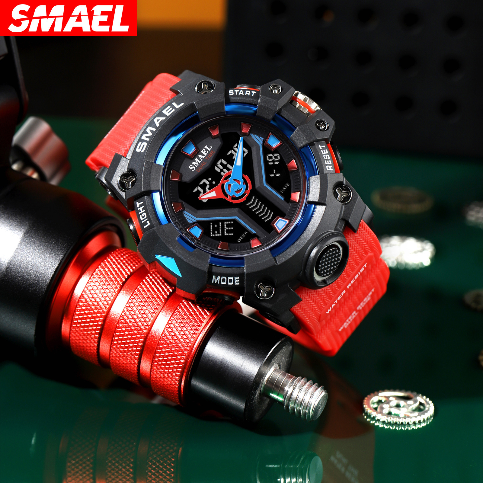 SMAEL Smel nuevo reloj electrónico creativo de los hombres deportes al aire libre multifunción sincronización reloj impermeable 8075