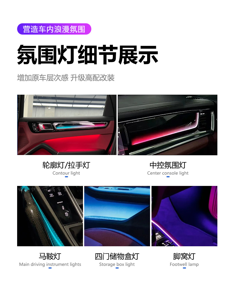 Car atmosphere light is suitable for Porsche Cayenne/New Maca/Palamela original modified car atmosphere light