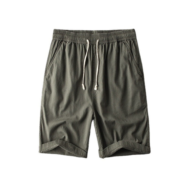 Pantalones cortos de lino de los hombres pantalones de lino rectos flojos ocasionales playa más tamaño fábrica verano cintura elástica más tamaño hombres