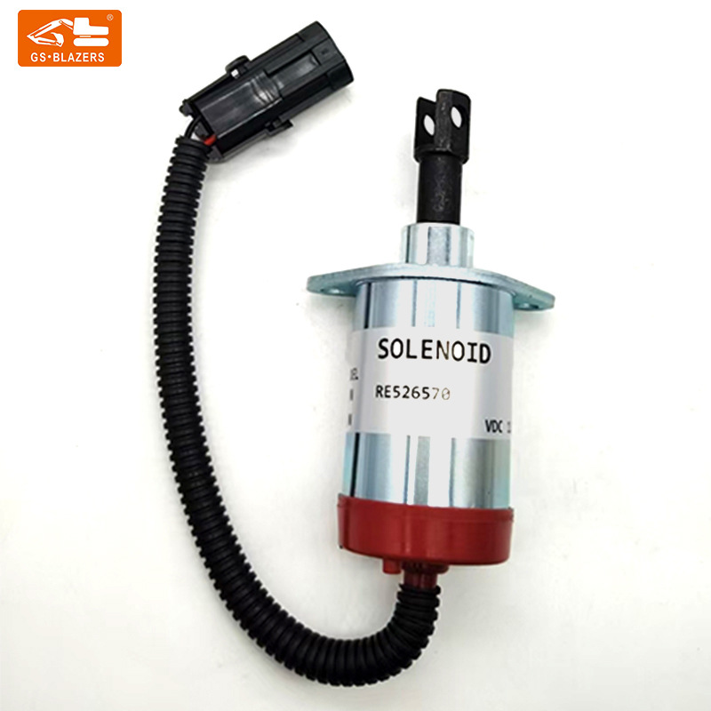 Aplicable John Deere, actuador de válvula solenoide de apagado, válvula de corte de aceite de apagado de la excavadora RE526570 12v