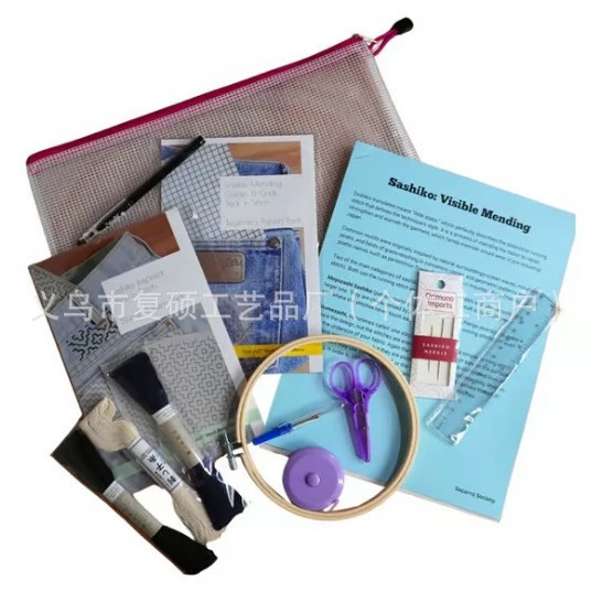 Набор для вышивания и ремонта Visible Mending Kit с инструментами и буклетом для трансграничных продаж