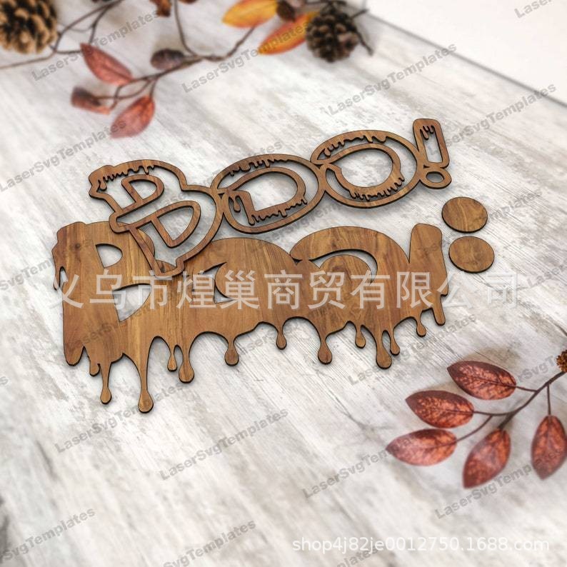 Boo ウォールサイン boo ウォールサイン装飾クリエイティブハロウィン装飾木製工芸品|undefined