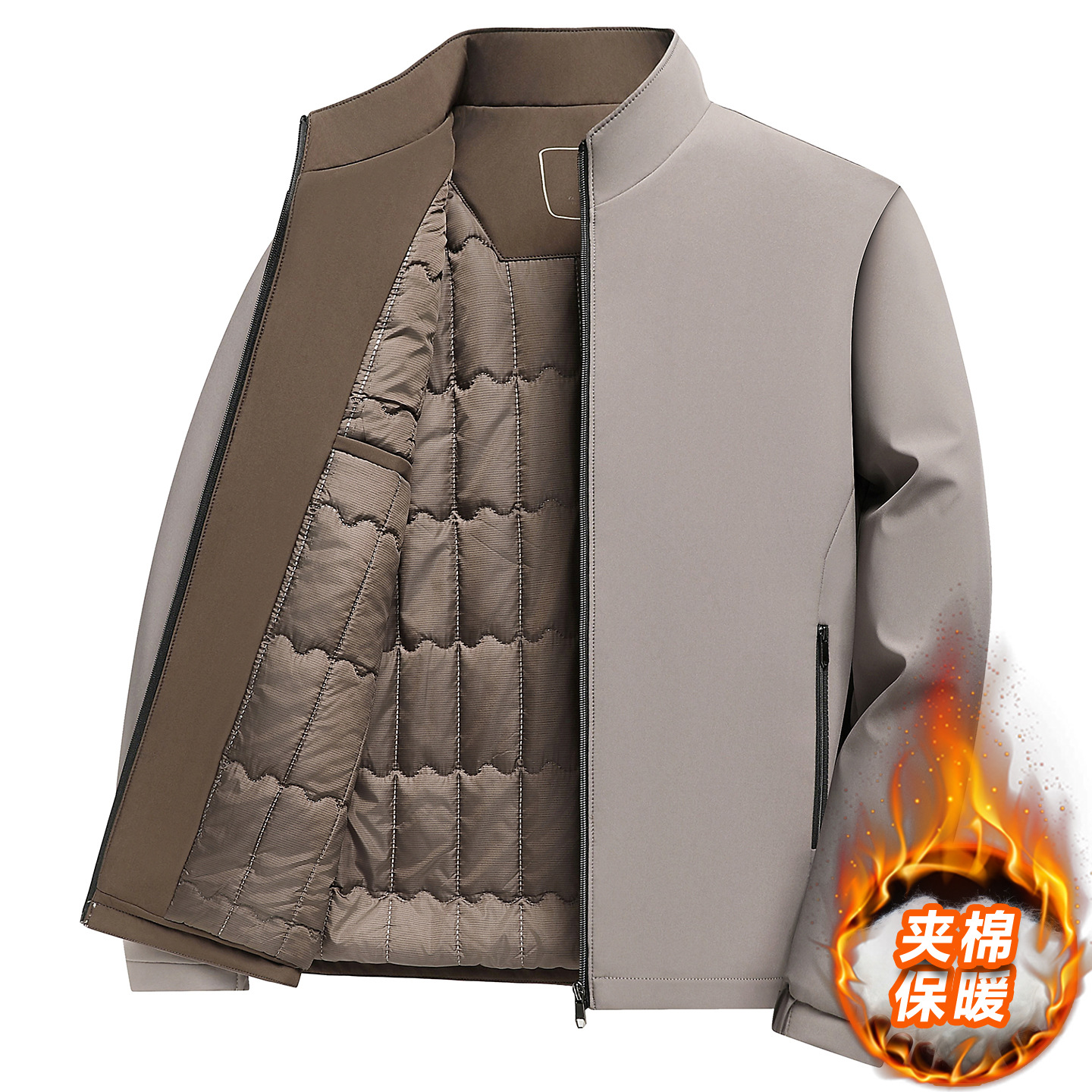 Men's Cotton-Padded Thickened Stand Collar Jacket 2025 Autumn and Winter New Men's Middle-Aged Business Casual Plaid Warm Jacket