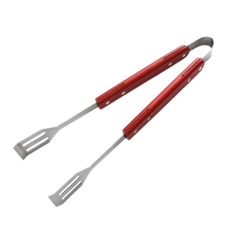 Mango de madera parrilla traje de acero inoxidable delantal herramientas de barbacoa 8 piezas utensilios de barbacoa al aire libre cuchillo y tenedor pala clip Amazon