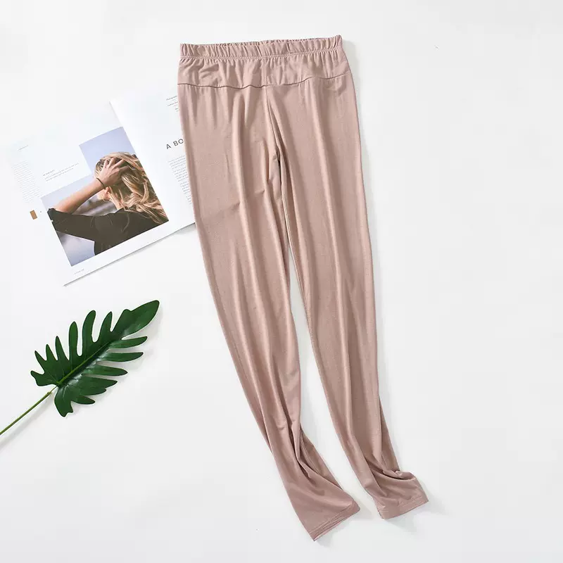 春秋女士松紧腰睡衣修身显瘦莫代尔直筒型打底裤薄款单件家居裤