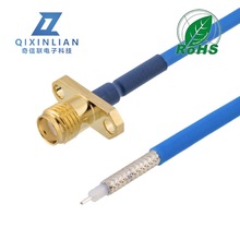 双孔法兰SMA直式母头RG405剥线线射频转接线