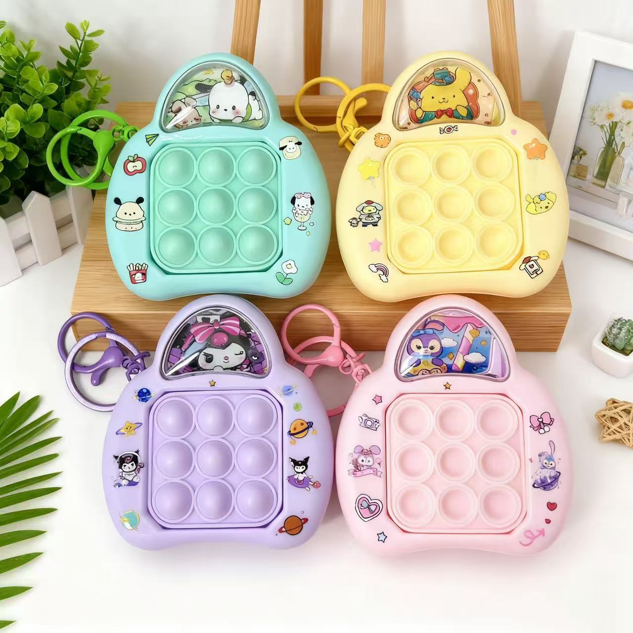 Creativo Sanli botón sonido empuje creativo dibujos animados empuje rápido mini descompresión burbuja llavero bolso colgante
