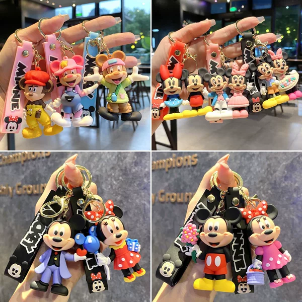 Cartoon Mickey and Minnie Keychain Pendant Couple Confession Keychain Bag Charm Claw Machine Small Gift Wholesale