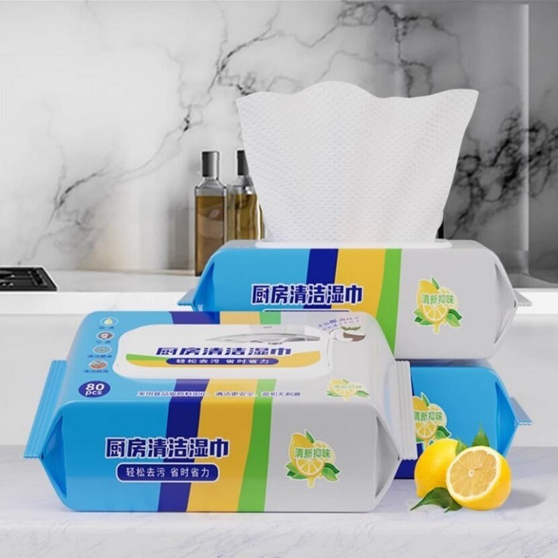 Oil-Removing Wet Wipes Kitchen Wipes Thickeneded and Enlarged Pearl Pattern Oil-Removing and Decontaminating Household Range Hood Cleaning Powerful