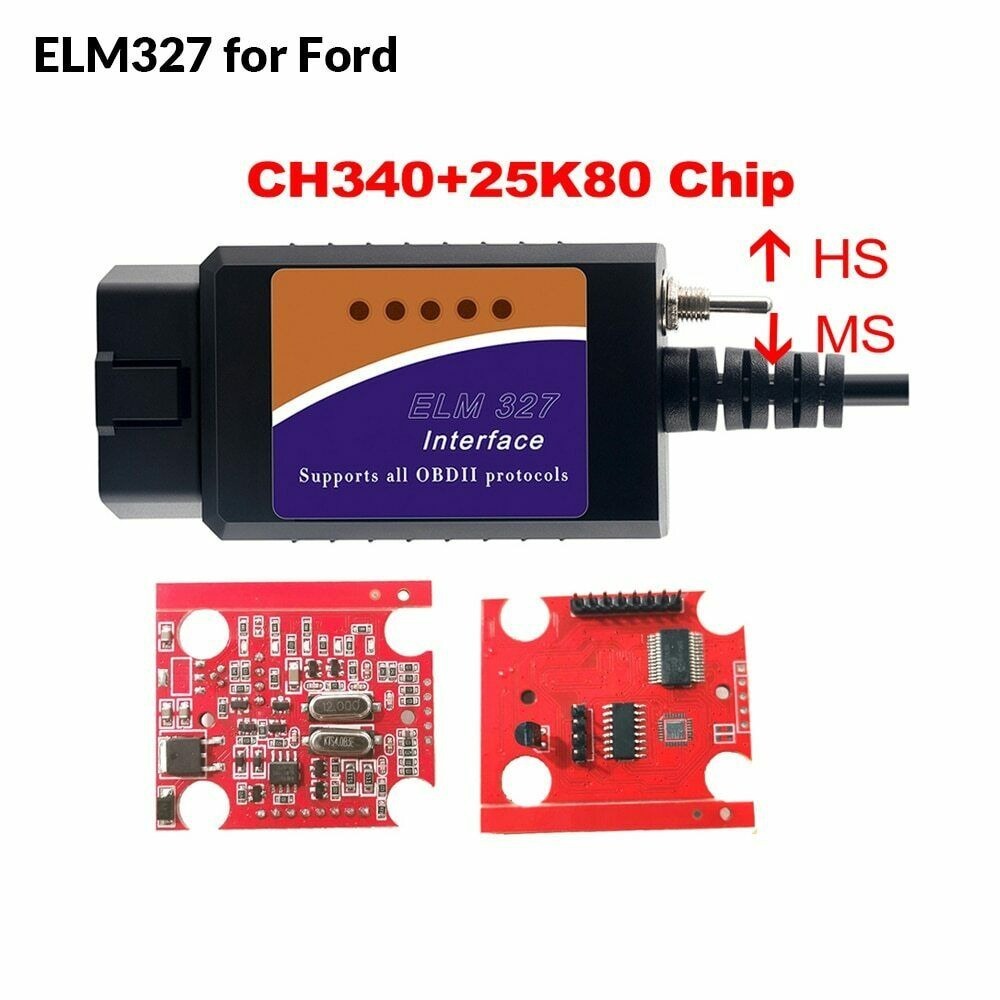 跨境ELM327 USB V1.5 带开关HS/MS For Ford Forscan刷隐藏功能