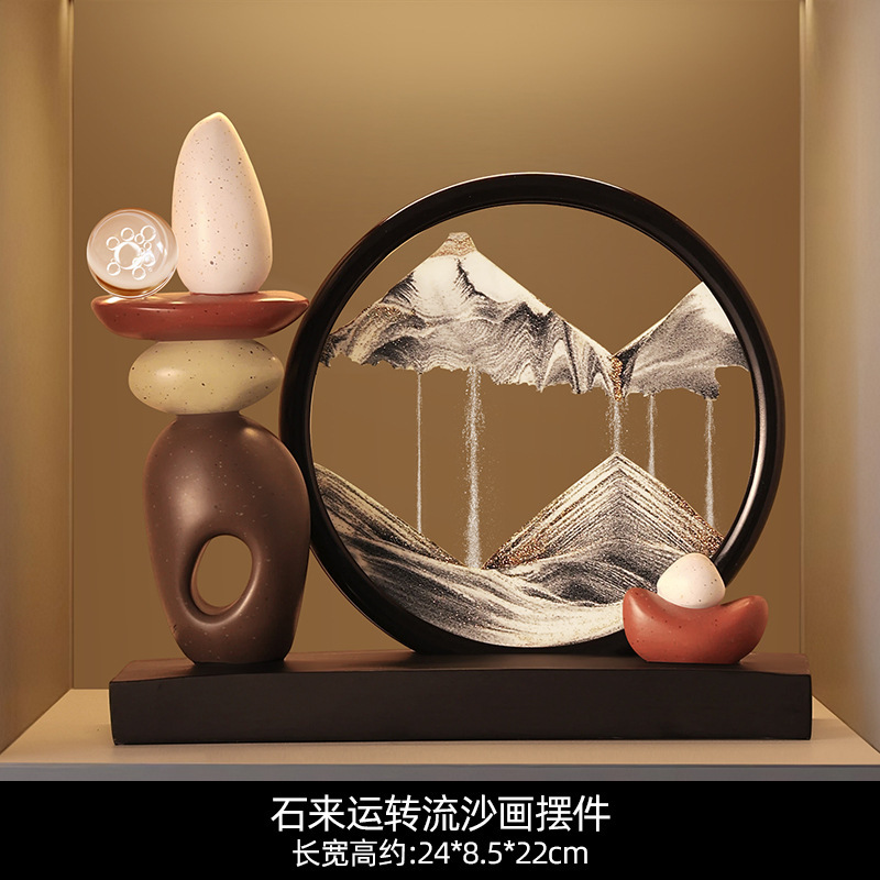 クリエイティブな新しいパンダペンホルダー 3D 流砂絵画リビングルームの装飾オフィスワインキャビネット樹脂装飾品クラフトギフト|undefined