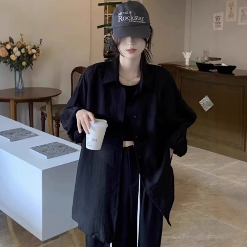 French-style white cotton linen sun shirt women's summer thin version outerwear women's open jacket women's blouse linen top summer