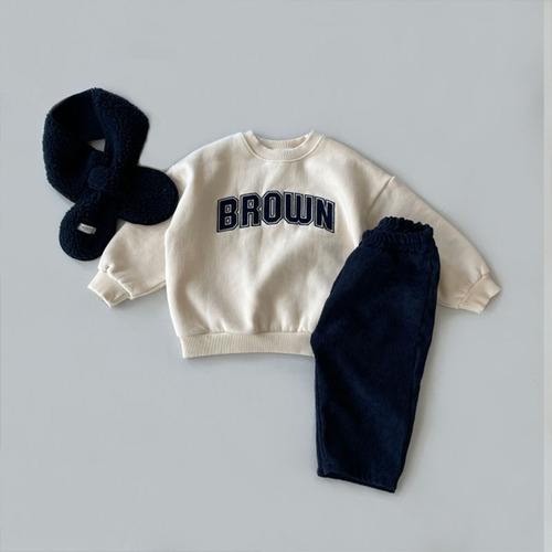 Korean style ins infant and children's clothing alphabet casual cotton sweatshirt for boys and girls baby trendy round neck pure cotton versatile children's clothing