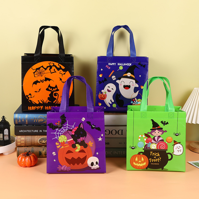 工場卸売りハロウィーン不織布幽霊カボチャ手提げ袋折り畳み可能食品ショッピングプレゼント収納袋|undefined
