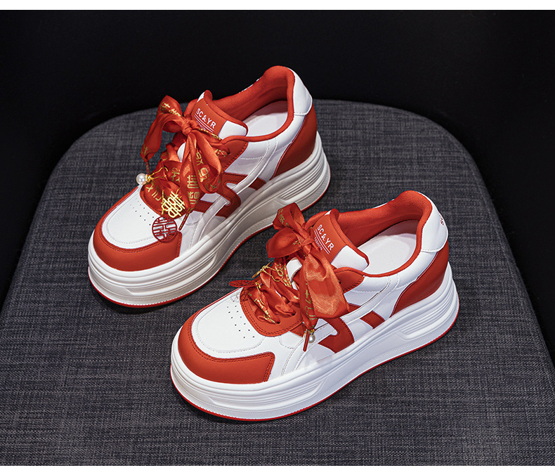 Giày sneaker nữ đế dày tăng chiều cao phong cách thể thao — M2963 màu đen, M2963 màu trắng, M2963 màu đỏ chi tiết 22