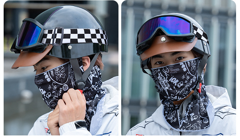 3C Certified Retro Motorcycle Motorcycle Half Helmet Cycling Scoop Helmet Electric Car Hat All Year Round Men and Women Summer Sun Protection