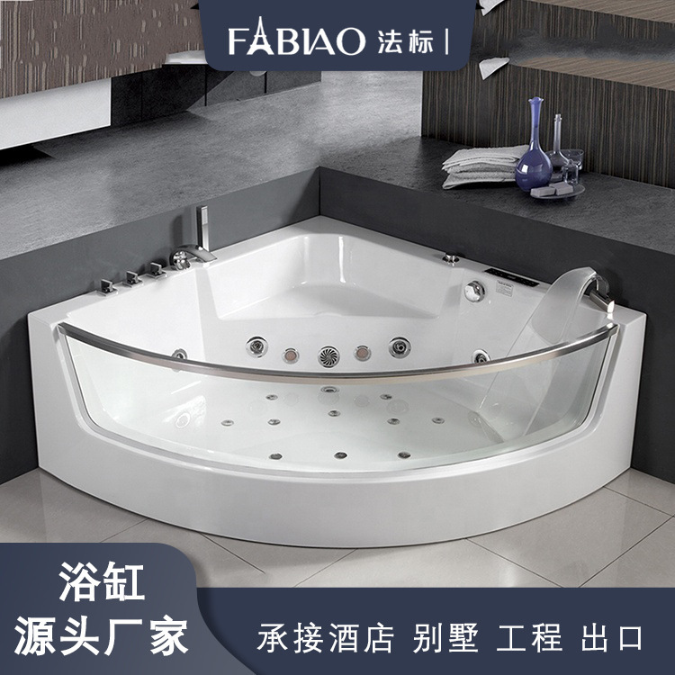 Acrylic constant temperature transparent surf massage bathtub hotel hotel engineering household with shower faucet triangle fan