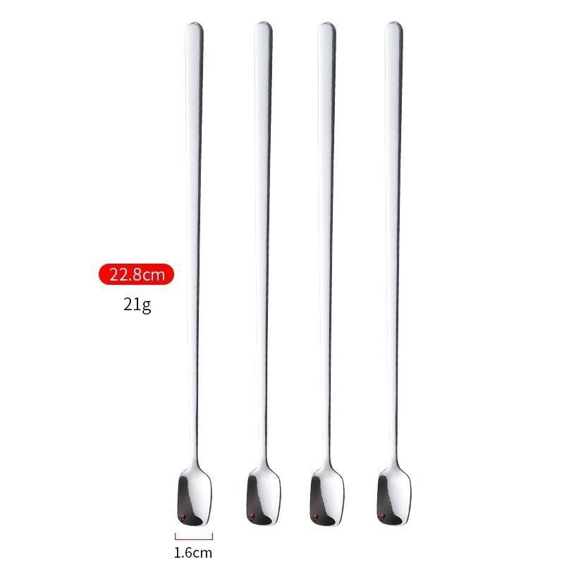 Cuchara de acero inoxidable de mango largo condimento delgado cuchara de café alargada cuchara de hielo encantadora cuchara de postres cuchara comercial ins