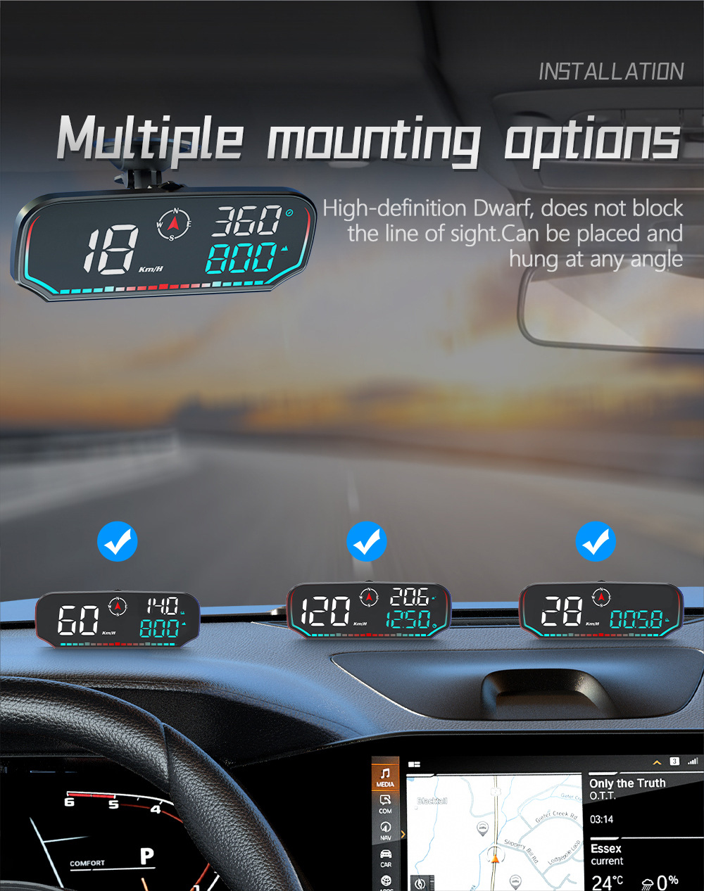 Car HUD Head-Up Display, Car-Specific GPS Tester, Multi-Function Display, Intelligent Dashboard, High-Definition