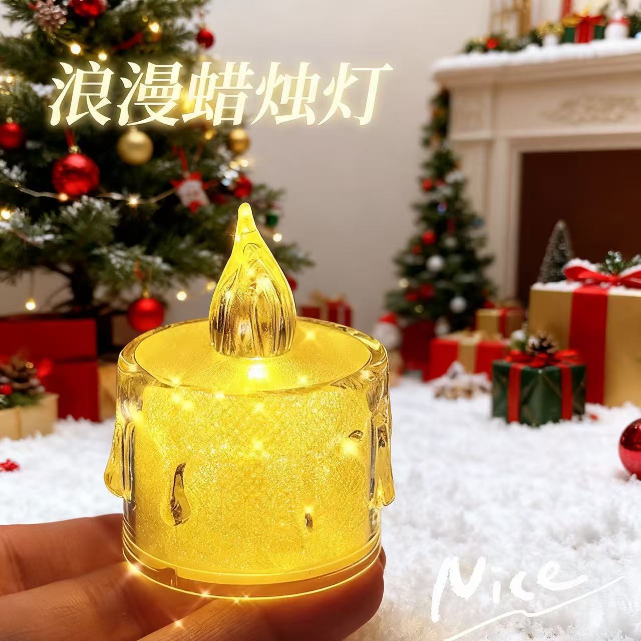 水晶流泪电子蜡烛灯仿真电子浪漫氛围灯无烟生日迷你仿真蜡烛灯批