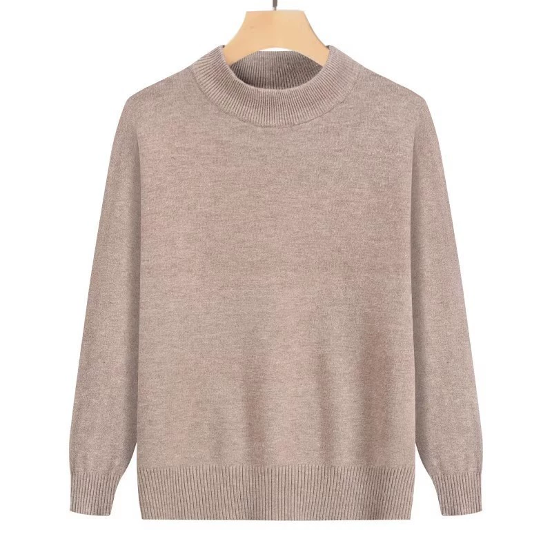 Трикотажный свитер с воротником-стойкой для пожилых женщин, осенне-зимняя одежда для мам и бабушек, базовая кофта для женщин среднего возраста от производителя