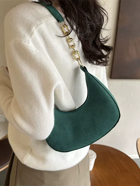 Handbag women's niche high-grade winter niche design underarm bag suede solid color chain hand bag shoulder