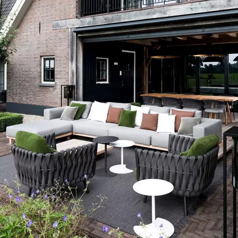 Outdoor rattan sofa, courtyard, open-air resort, outdoor leisure, outdoor rattan chair set of three, patio combination