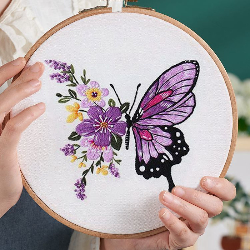 Borro de mariposa hecha a mano diy para principiantes paquetes de materiales auto bordados novatos estudiantes auto bordados regalos de cumpleaños tridimensionales