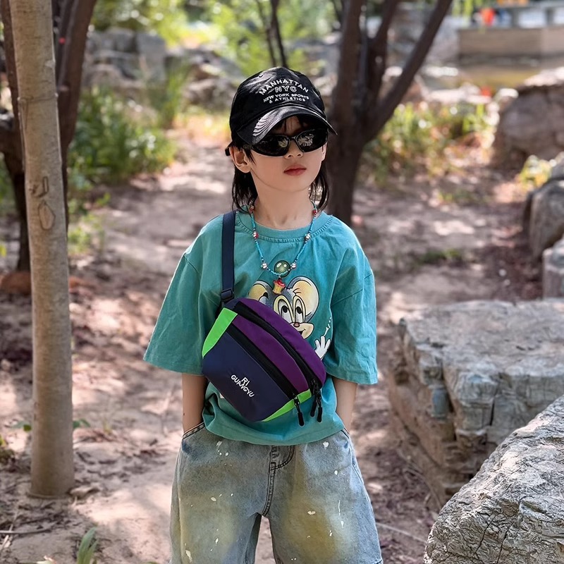 Bolsa de hombro japonesa para niños personalidad ocio al aire libre dopamina contraste de color niños mochila de moda para padres e hijos