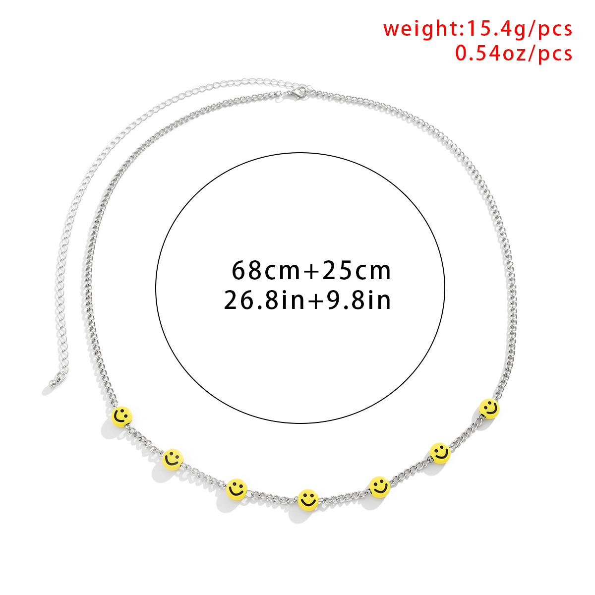 Fashion Simple Metal Ethnic Female Smiley Face Acrylic Waist Chain