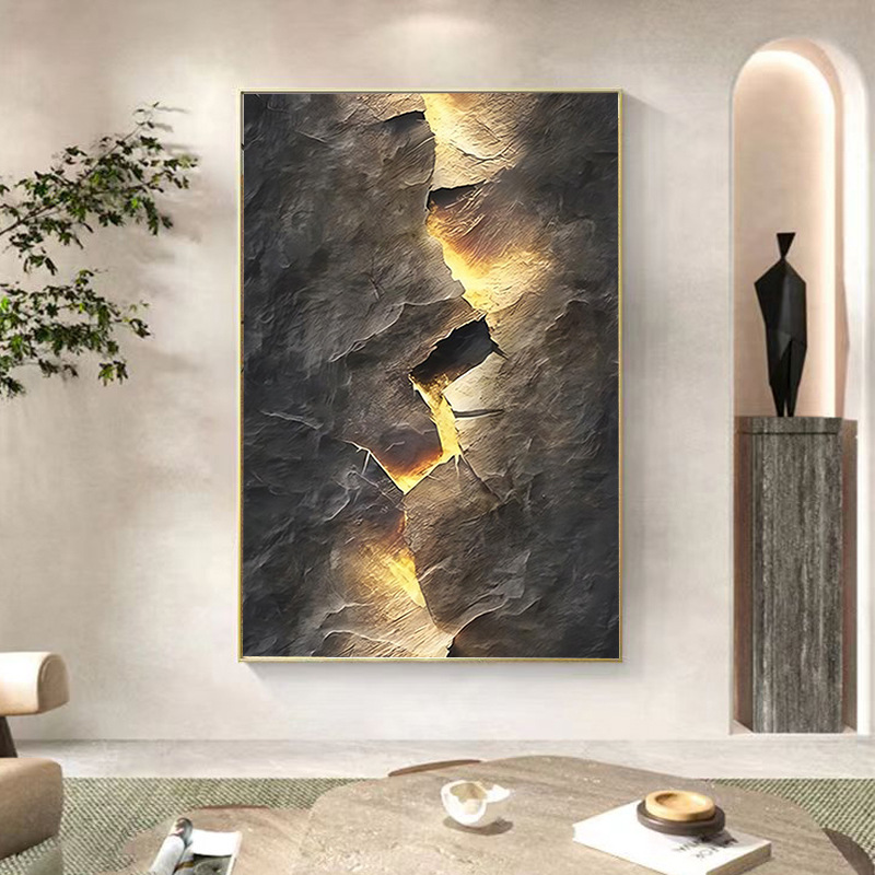 Mosaico sala de estar entrada decoración moderna sofá dorado fondo pared pintura de piso lujosa geometría abstracta pintura colgante