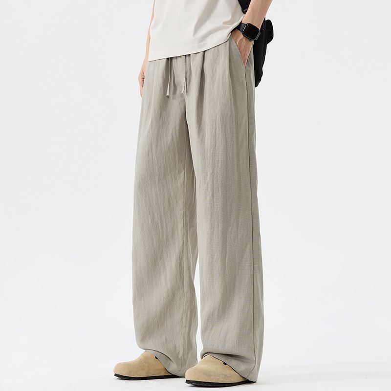Shanggu Men's Wear Summer Thin Cool Lyocell Tencel Trendy Men's Straight Casual Pants Hong Kong Style Mid-Waist Pants