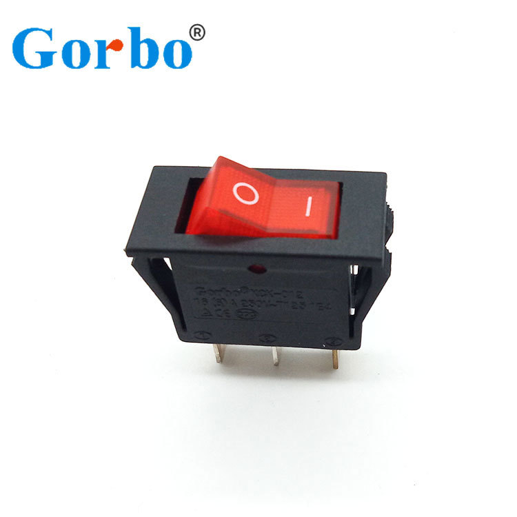 单刀单投船型开关三脚带指示灯翘板开关船型开关16A船型