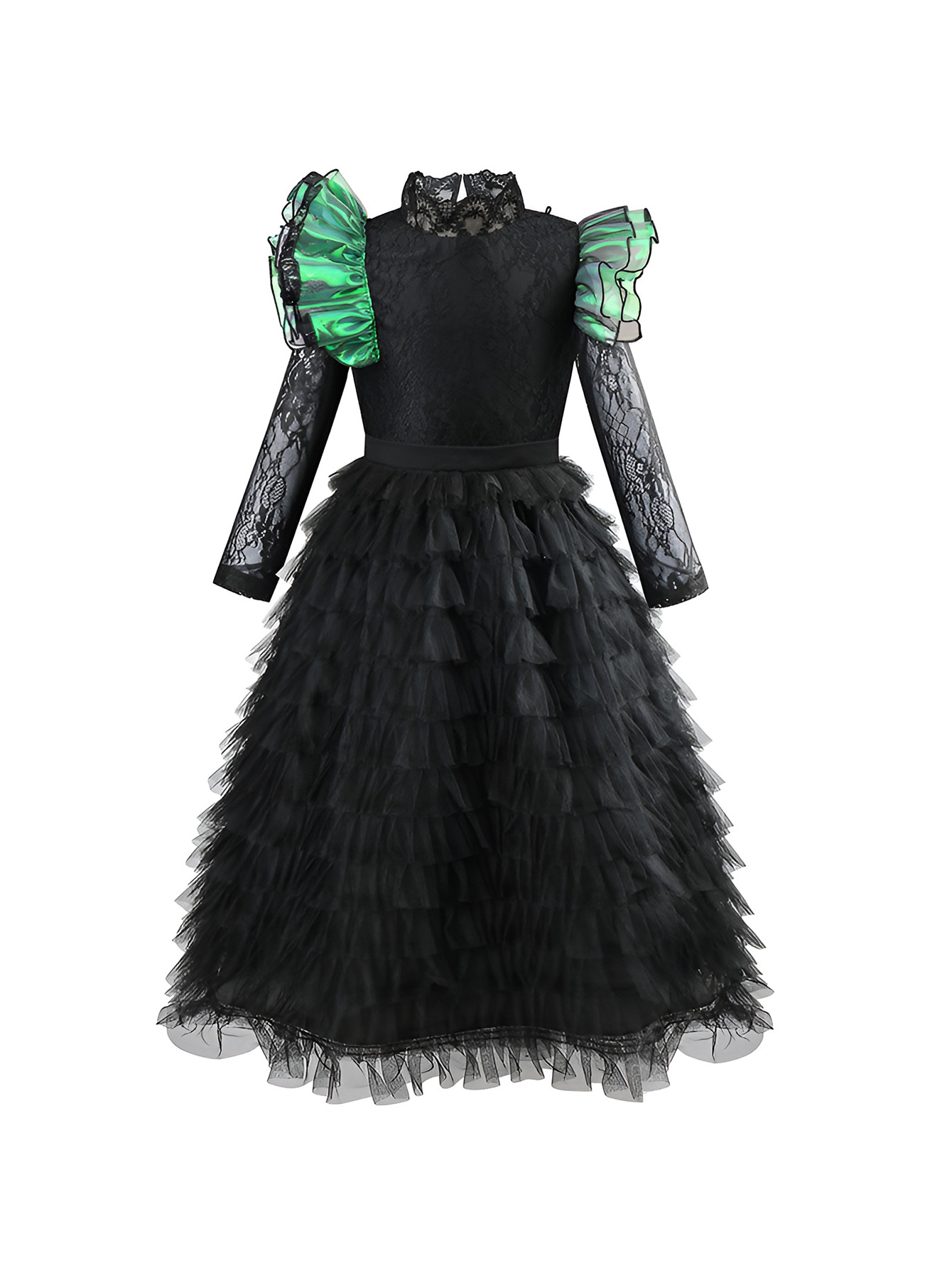 Mágica mal bruja vestidos de niñas de encaje de malla princesa de flores de flor vestido de manga larga de personajes vestido de cosplay