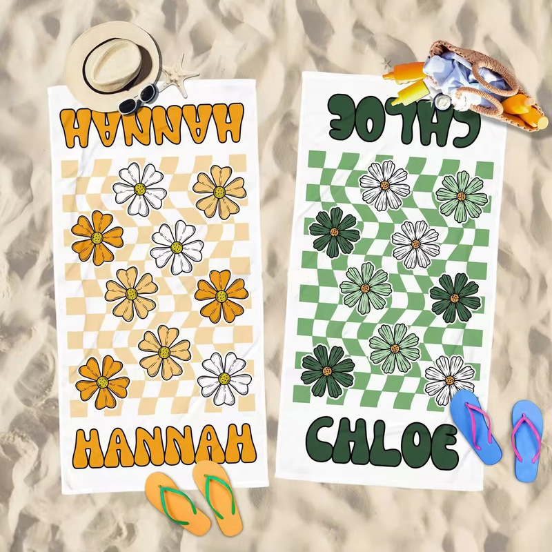 Cross-border explosive printed beach towel microfiber quick-drying absorbent bath towel sunbathing oversized bath towel JIT generation