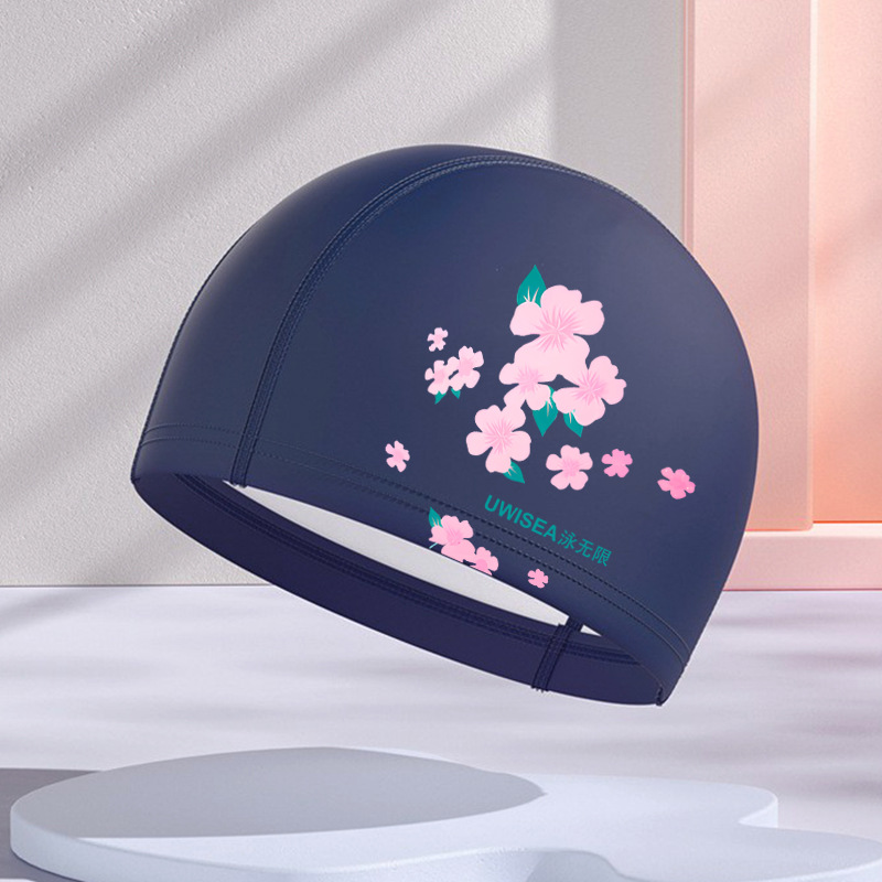 Gorros de natación de PU para hombres y mujeres adultos, personalizables con logotipo, alta elasticidad, cómodos para cabello largo, no aprietan la cabeza, adecuados para estudiantes y niños mayores, gorros de natación impermeables.